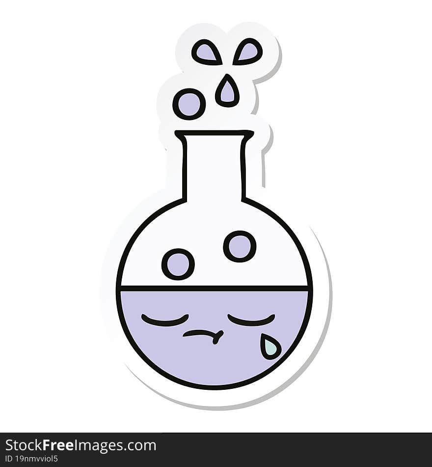 sticker of a cute cartoon test tube