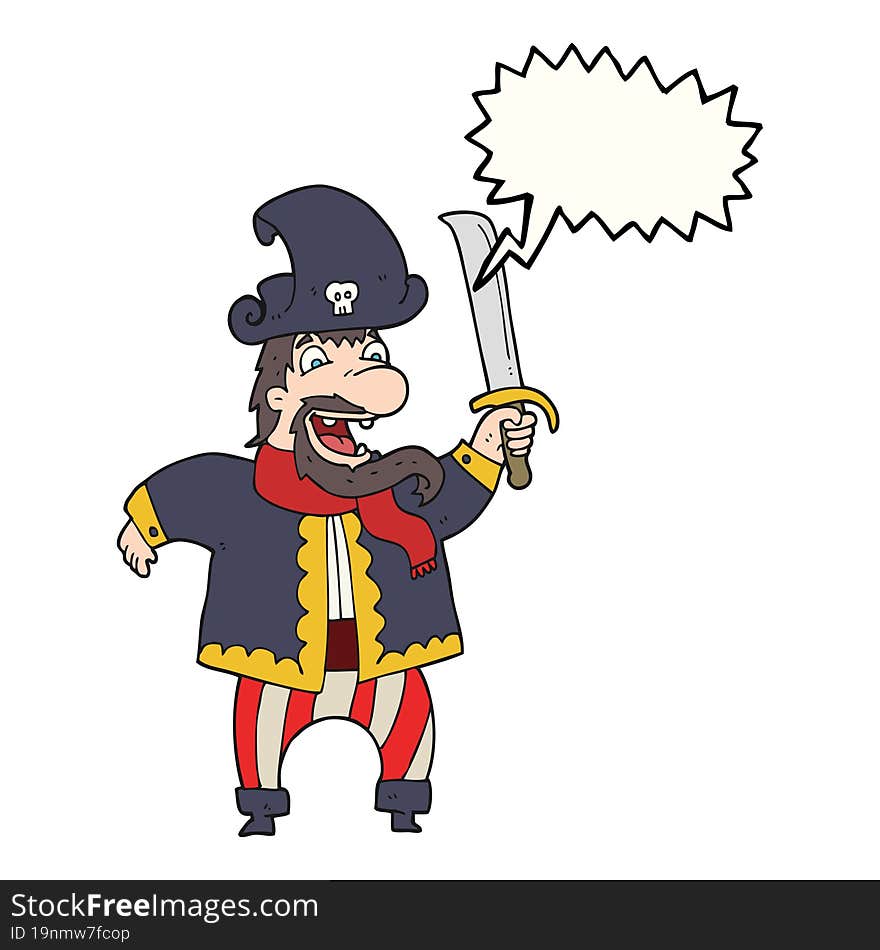 Speech Bubble Cartoon Laughing Pirate Captain