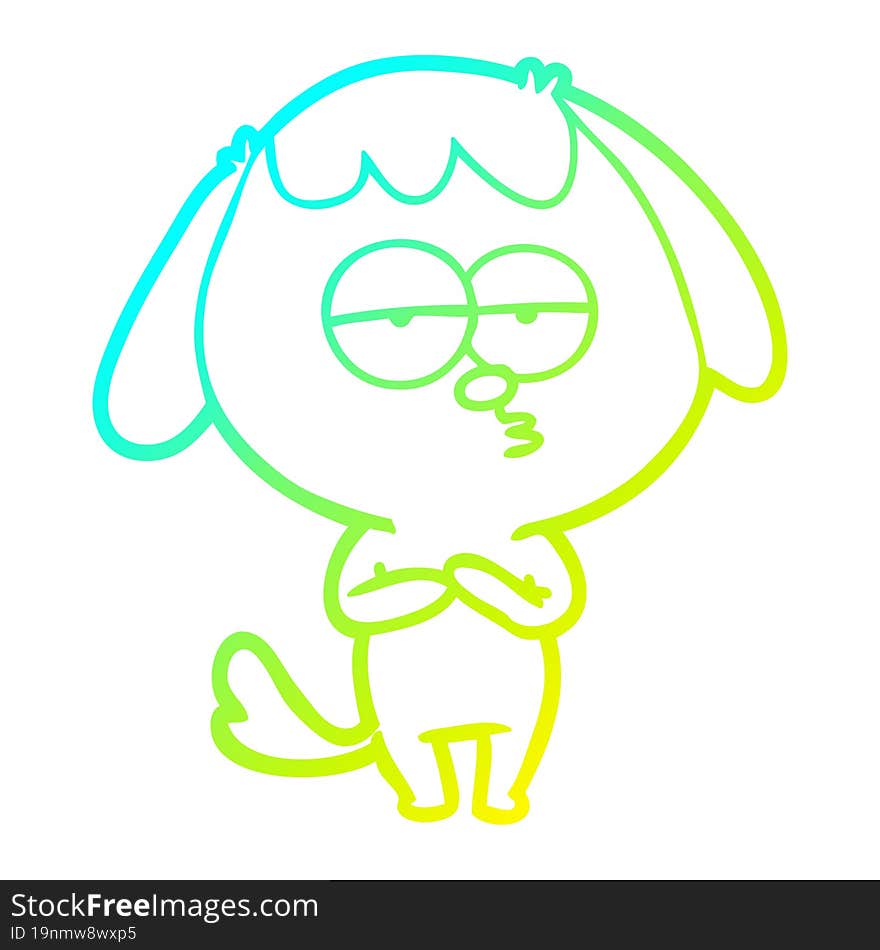 cold gradient line drawing cartoon bored dog