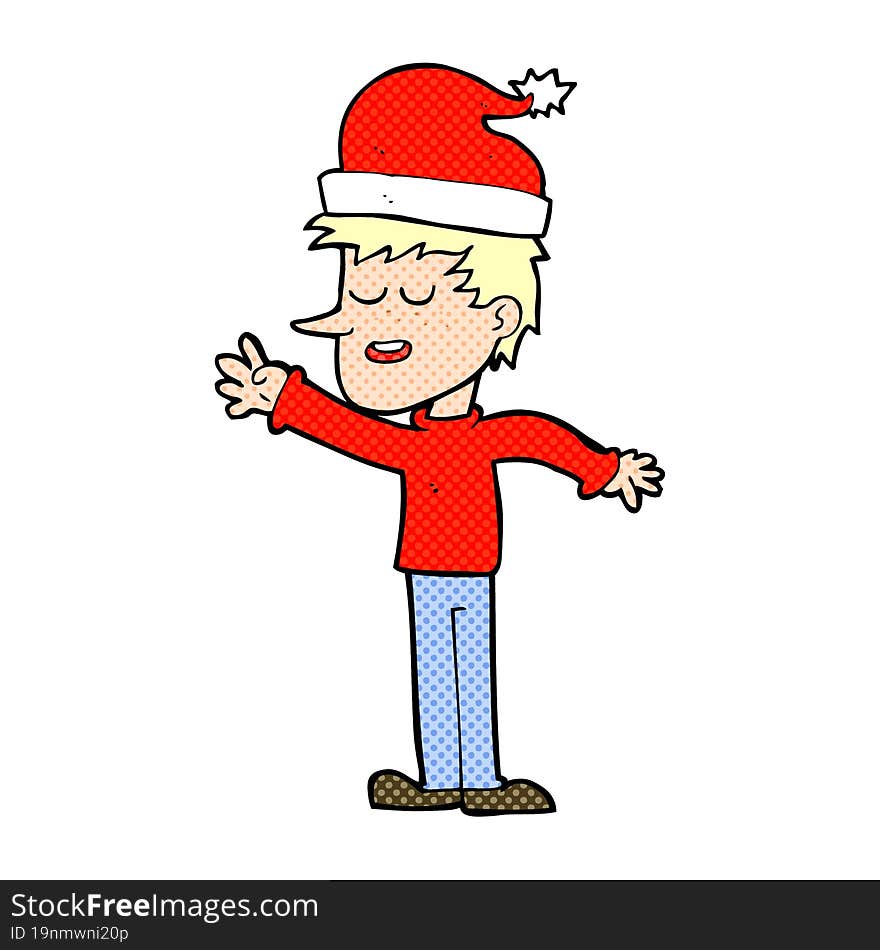 cartoon man ready for christmas