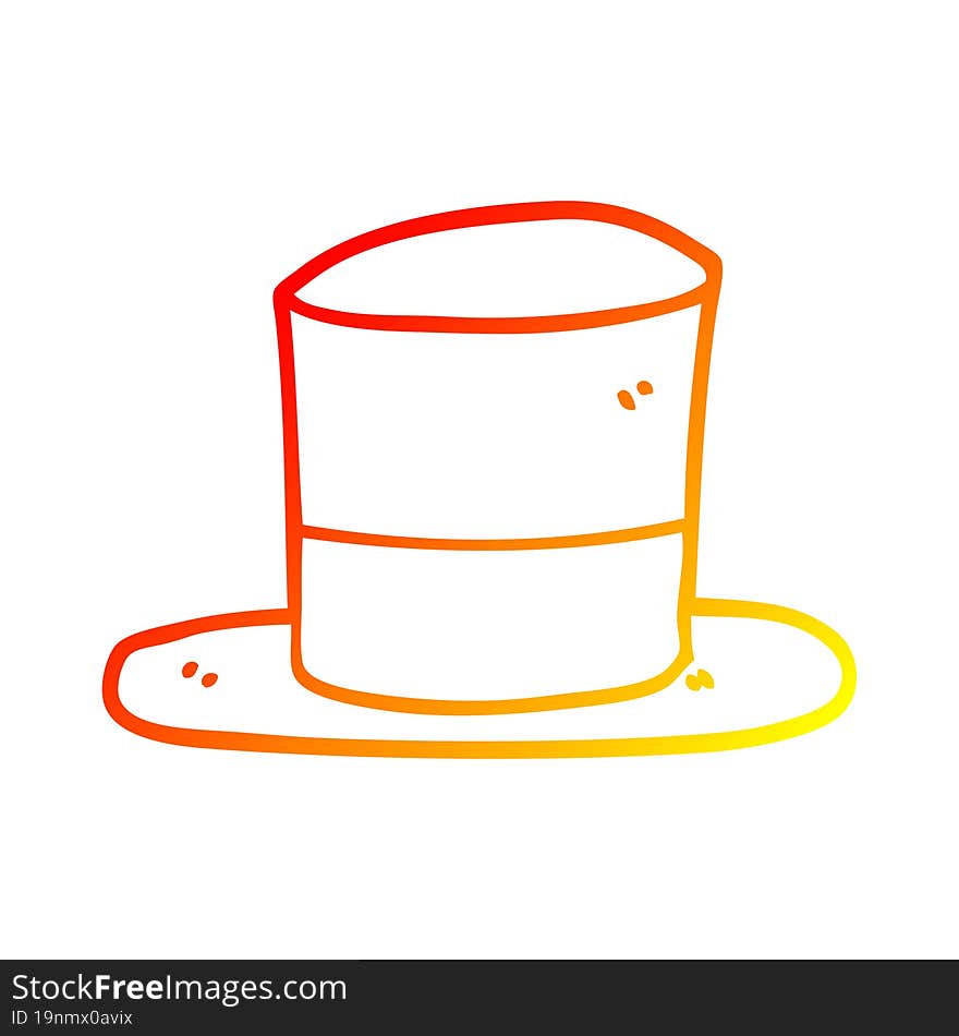 Warm Gradient Line Drawing Cartoon Top Hat