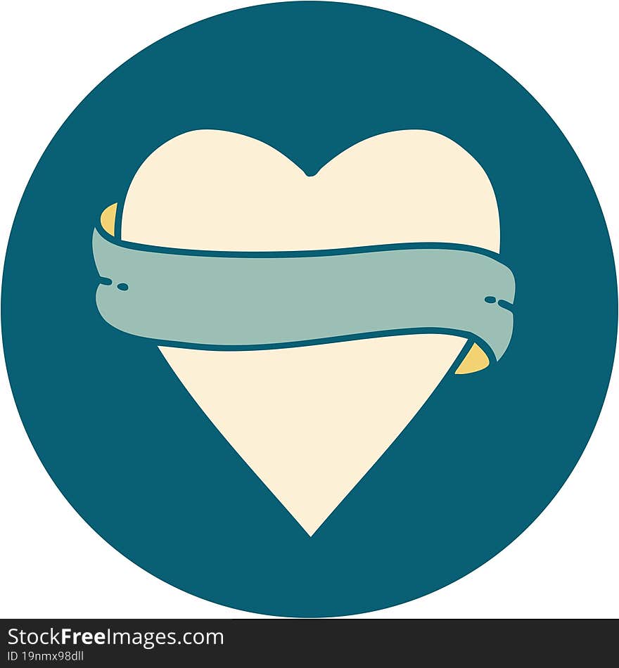 iconic tattoo style image of a heart and banner. iconic tattoo style image of a heart and banner