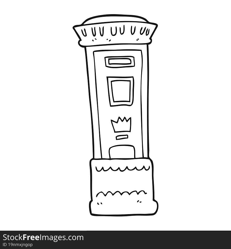 Black And White Cartoon British Post Box