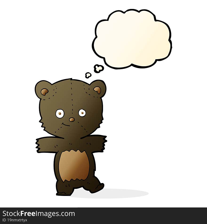 Cartoon Cute Black Bear With Thought Bubble