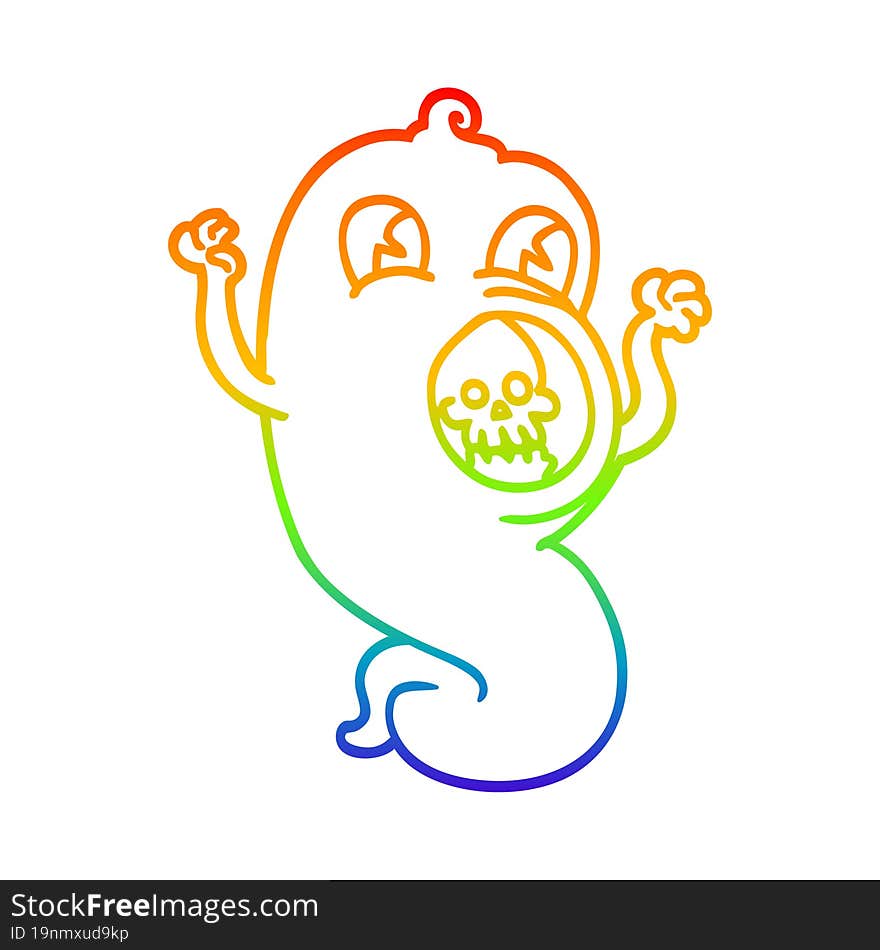 rainbow gradient line drawing cartoon ghost