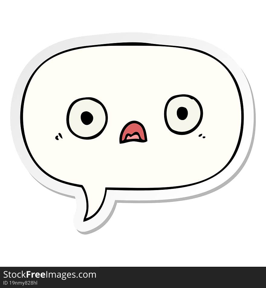 cute cartoon face and speech bubble sticker