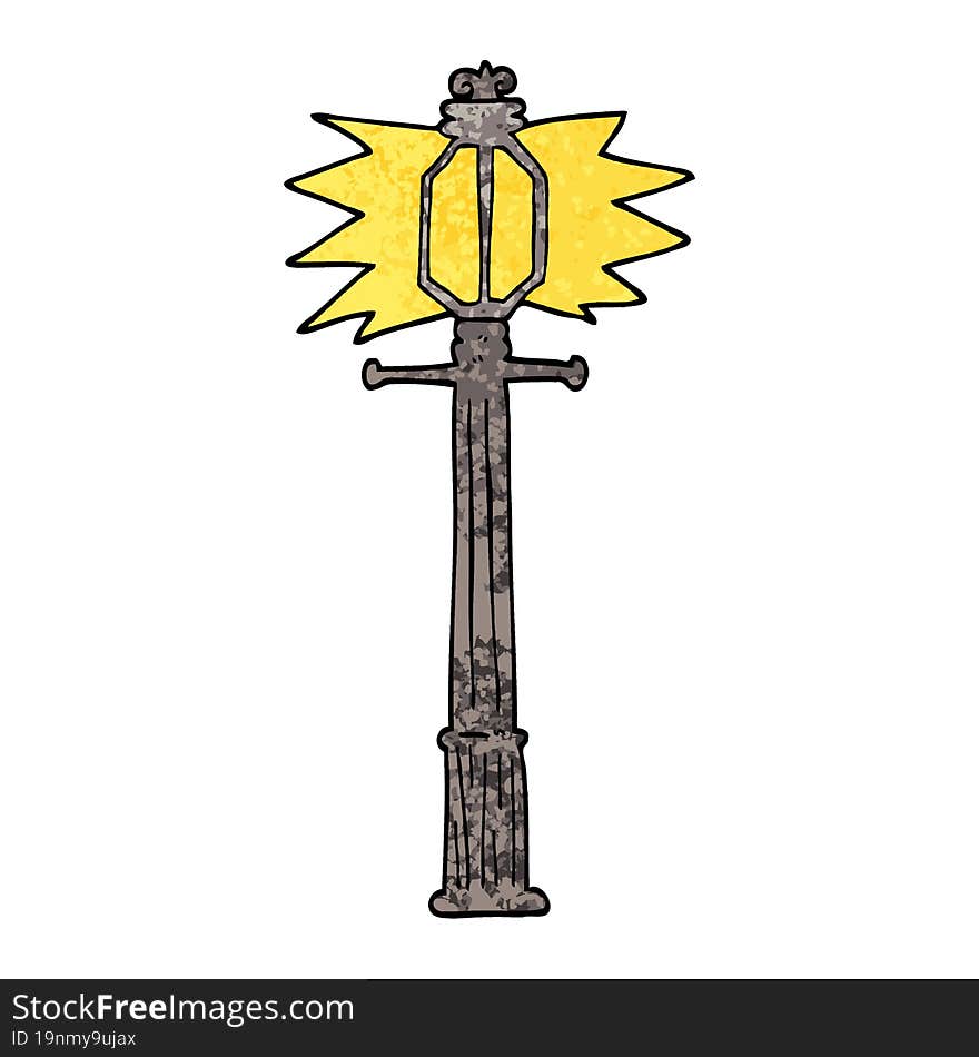 grunge textured illustration cartoon lamp post