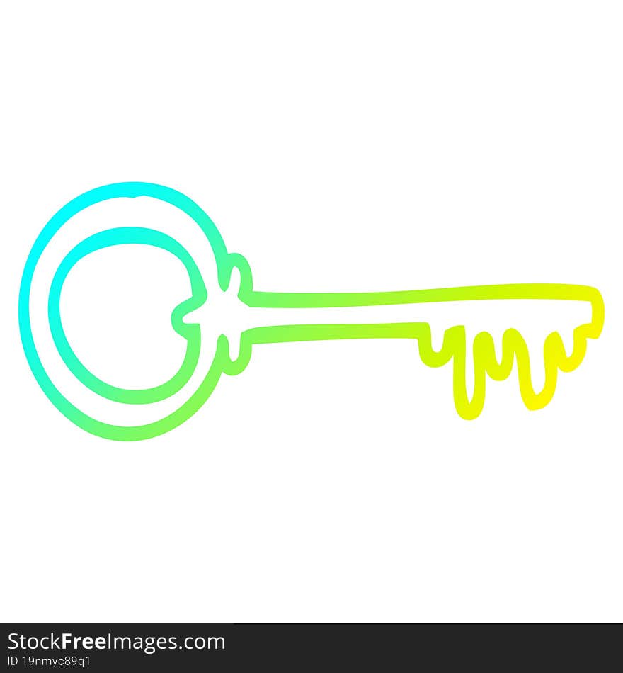 cold gradient line drawing cartoon key