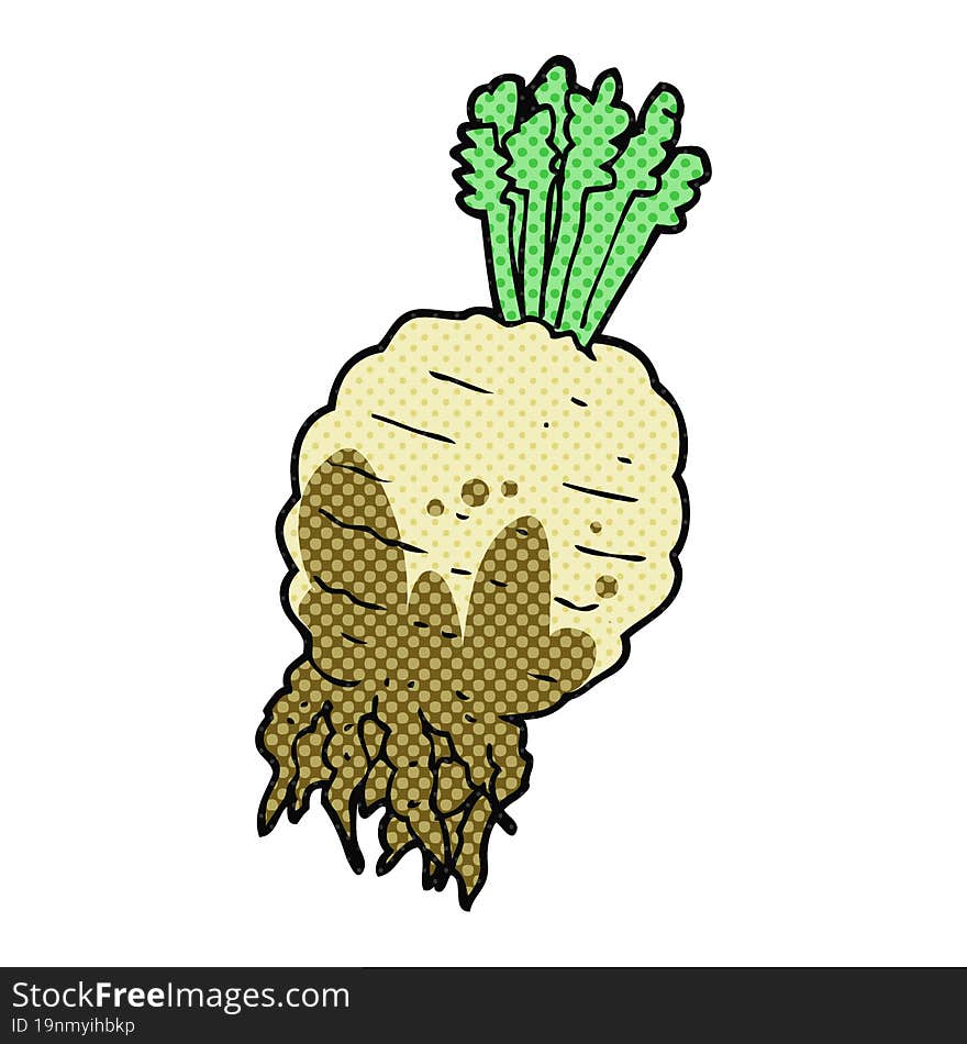 Comic Book Style Cartoon Muddy Turnip