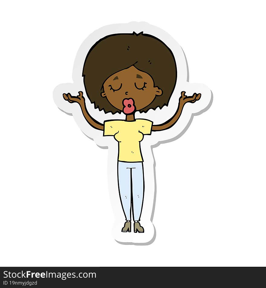 sticker of a cartoon peaceful woman