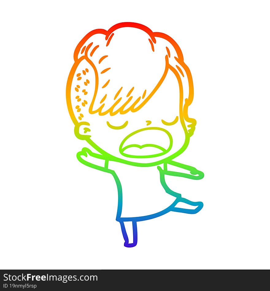 rainbow gradient line drawing cartoon cool hipster girl talking