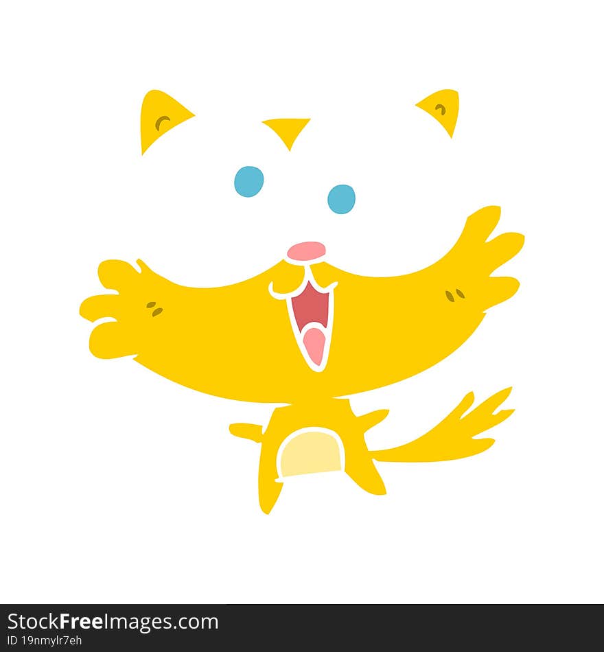 cute flat color style cartoon crazy cat