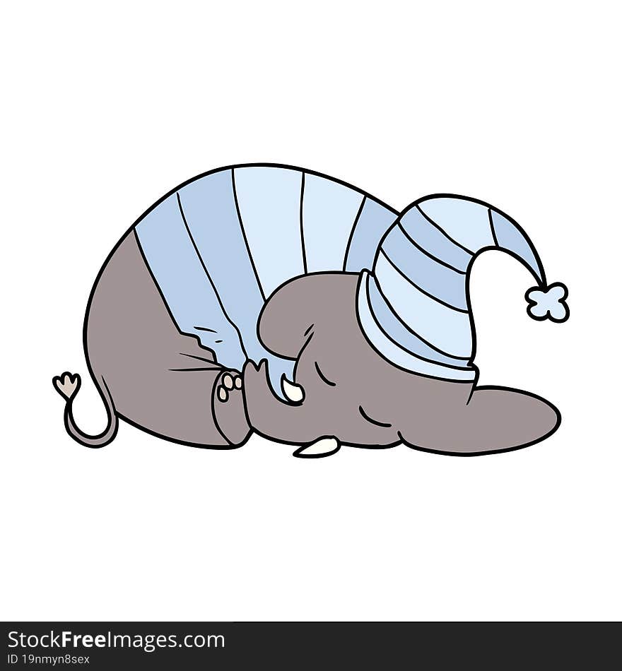 cartoon sleeping elephant in pajamas. cartoon sleeping elephant in pajamas