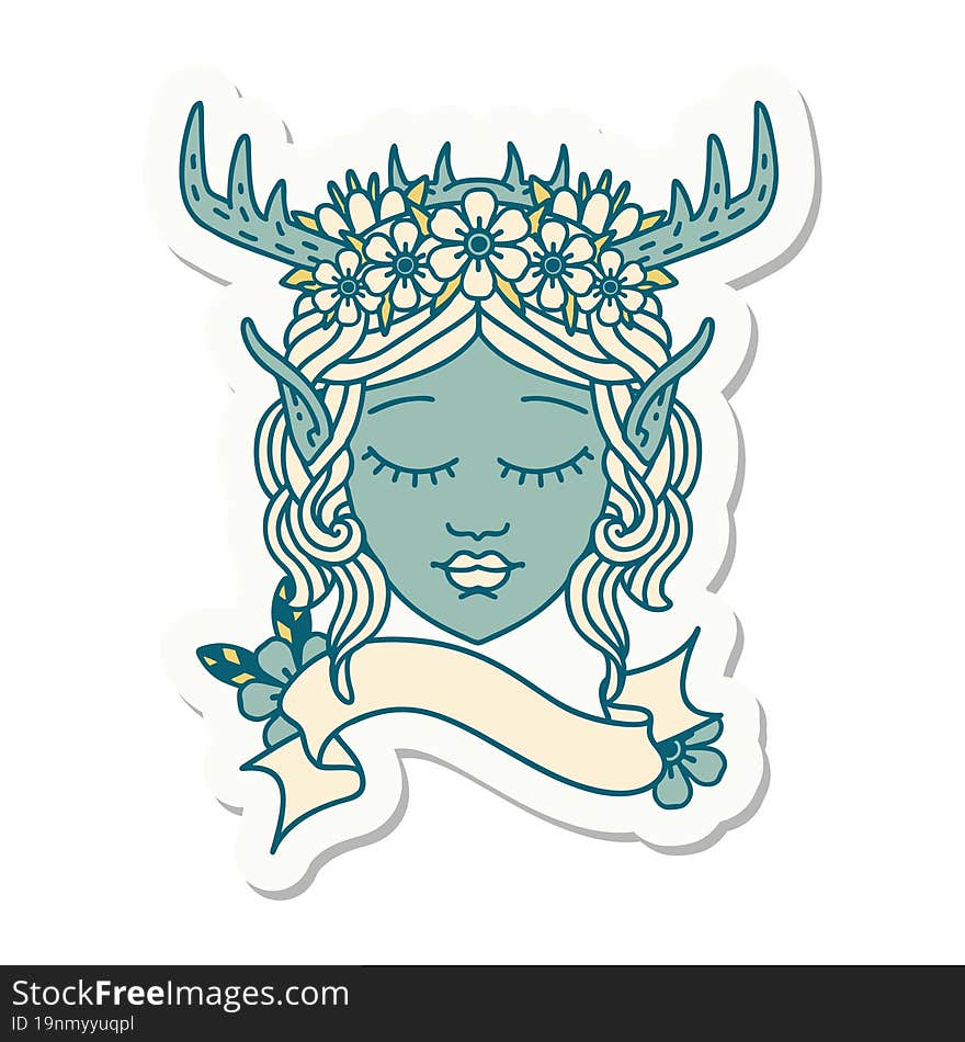 elf druid character face sticker