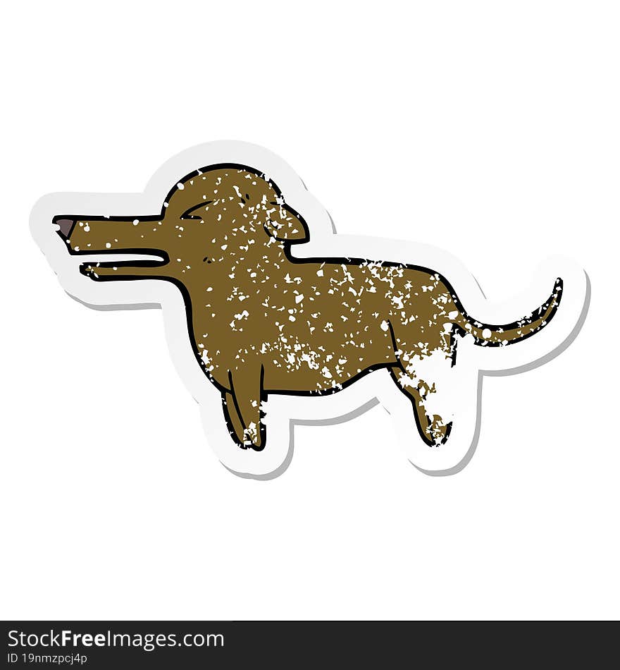 distressed sticker of a cartoon dog