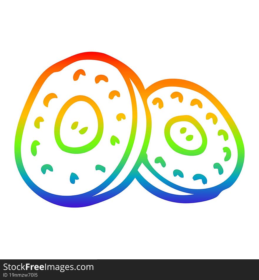 Rainbow Gradient Line Drawing Cartoon Two Silver Coins