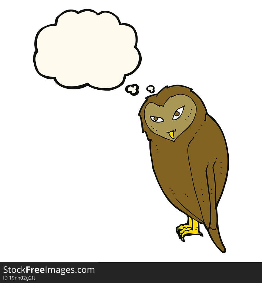 cartoon owl with thought bubble