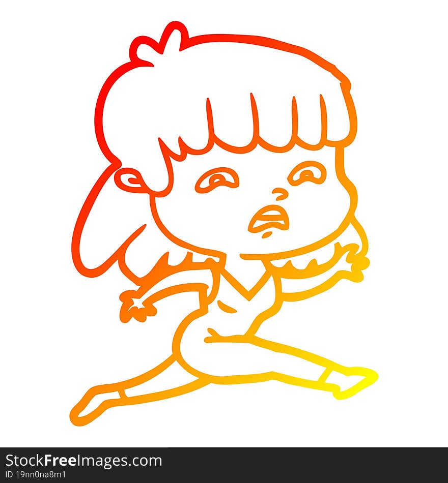 Warm Gradient Line Drawing Cartoon Worried Woman