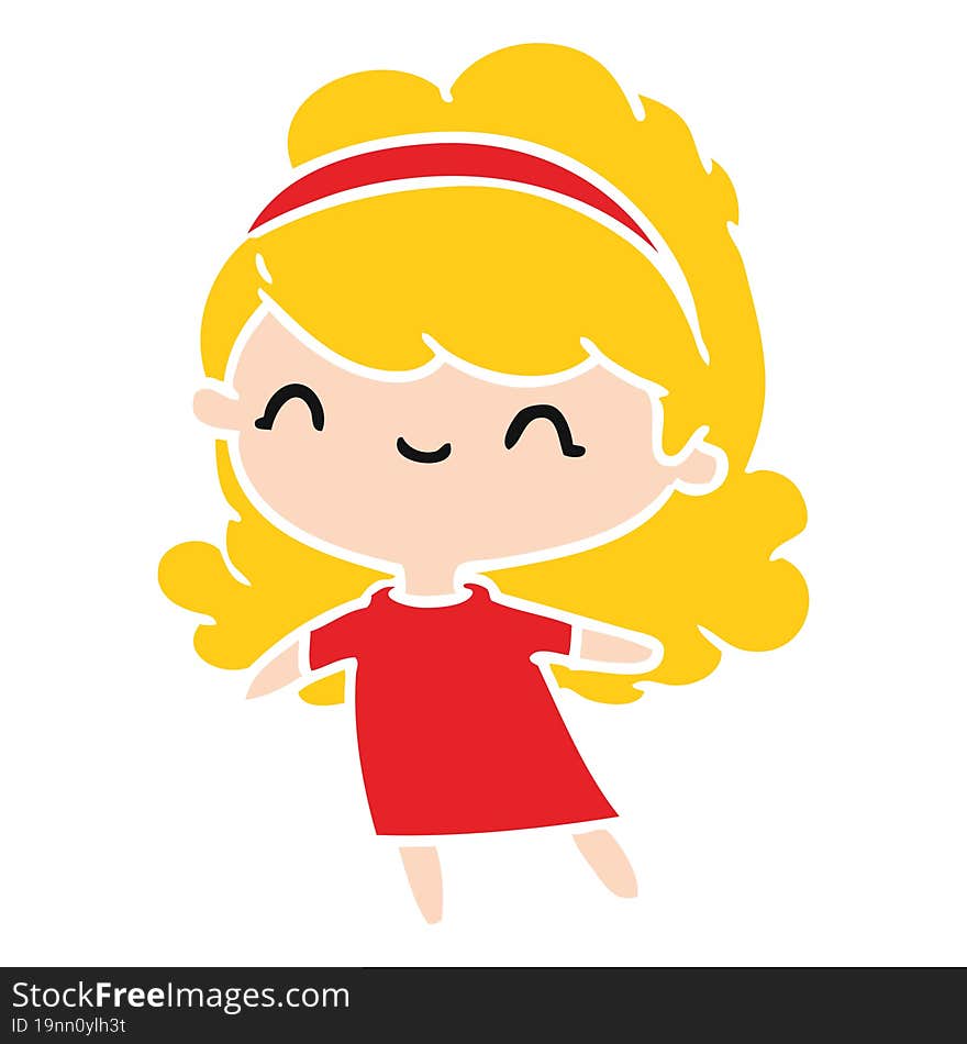 cartoon illustration kawaii girl with head band. cartoon illustration kawaii girl with head band