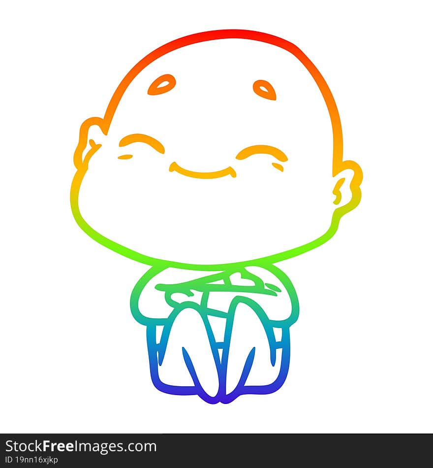 rainbow gradient line drawing happy cartoon bald man