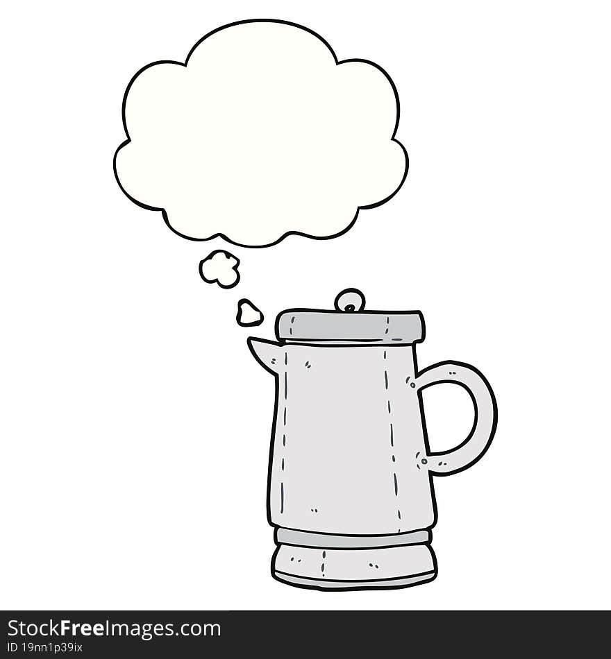 cartoon old kettle with thought bubble. cartoon old kettle with thought bubble