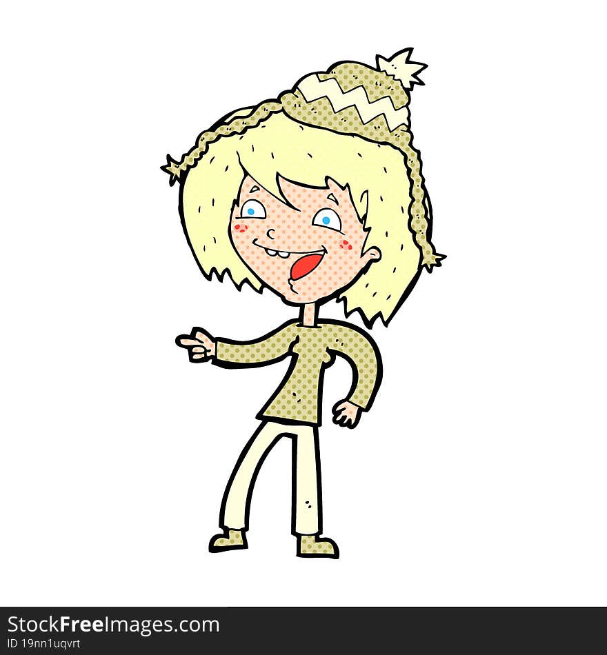 cartoon woman wearing hat