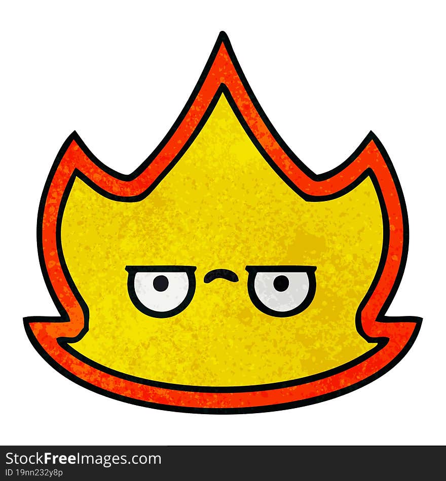 retro grunge texture cartoon of a fire