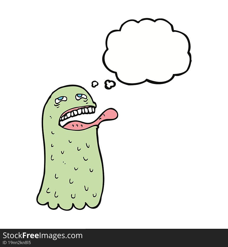 cartoon funny ghost with thought bubble