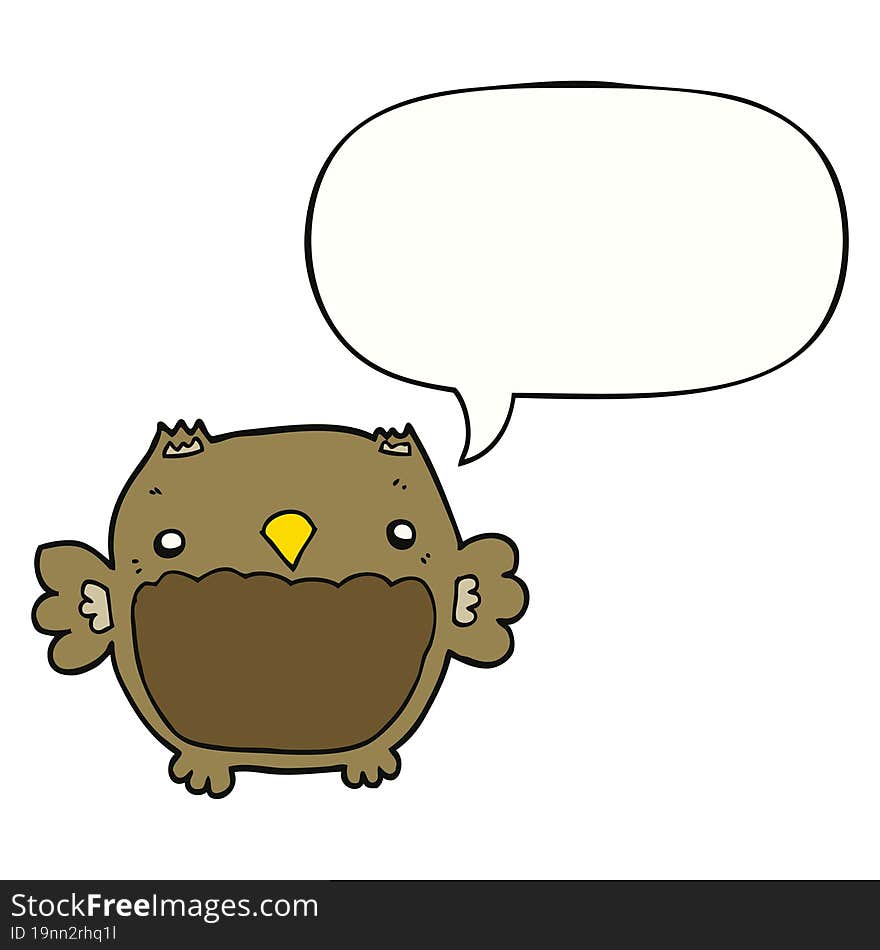 cartoon owl with speech bubble. cartoon owl with speech bubble