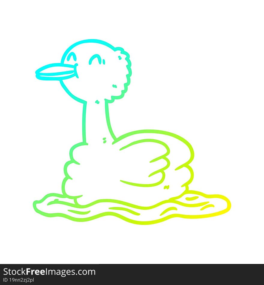 cold gradient line drawing of a swimming duck