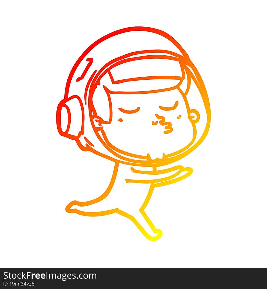 warm gradient line drawing cartoon confident astronaut