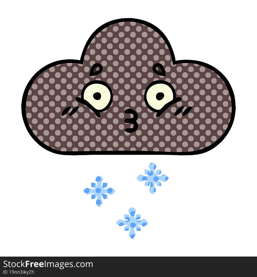 Comic Book Style Cartoon Storm Snow Cloud