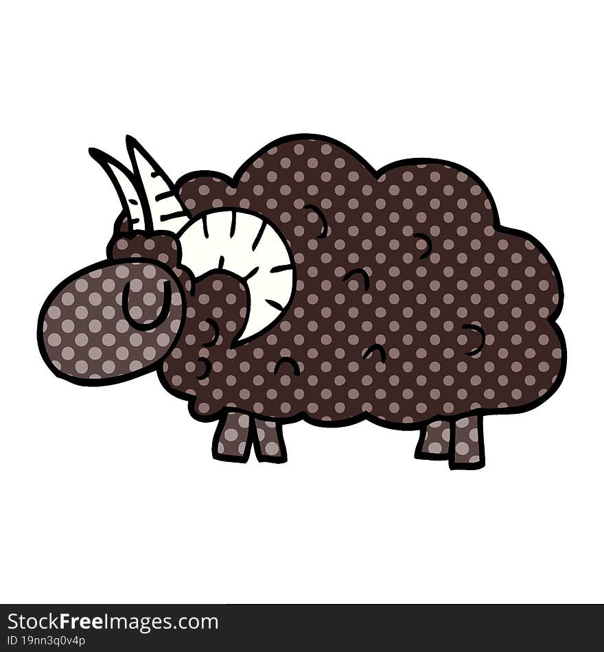 Cartoon Doodle Black Sheep