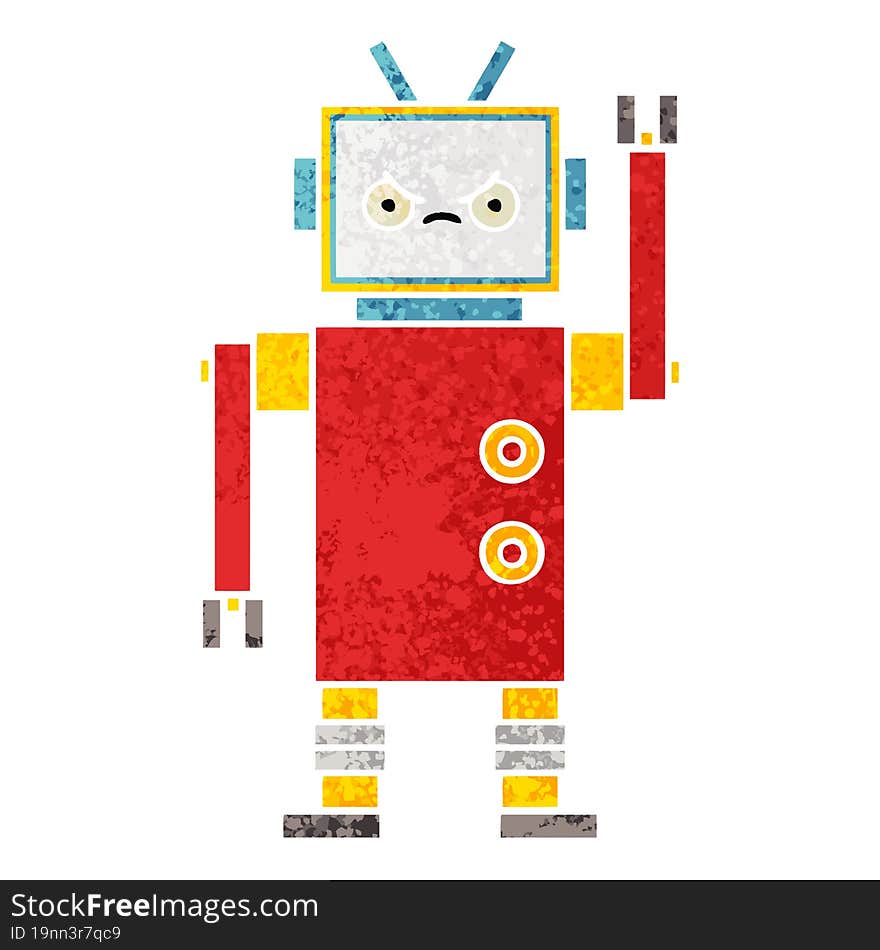 Retro Illustration Style Cartoon Robot