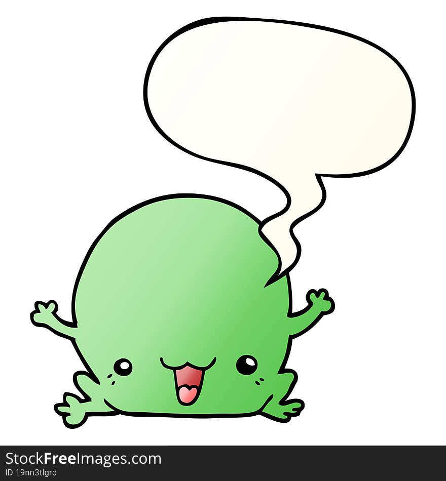 cartoon frog with speech bubble in smooth gradient style