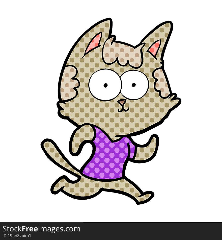 happy cartoon cat jogging. happy cartoon cat jogging