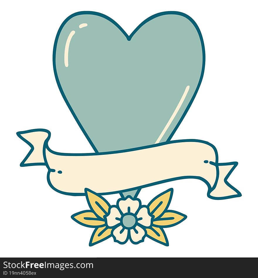 Tattoo Style Icon Of A Heart And Banner