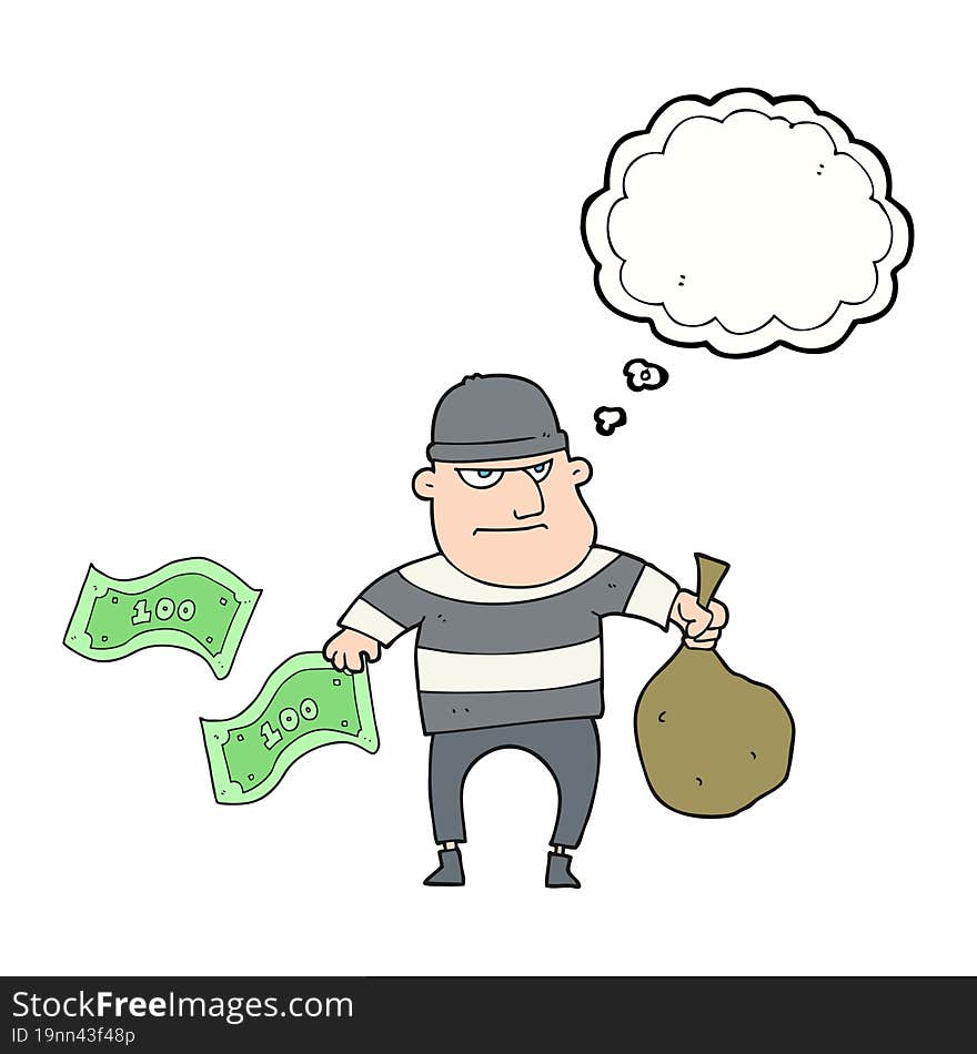 thought bubble cartoon bank robber