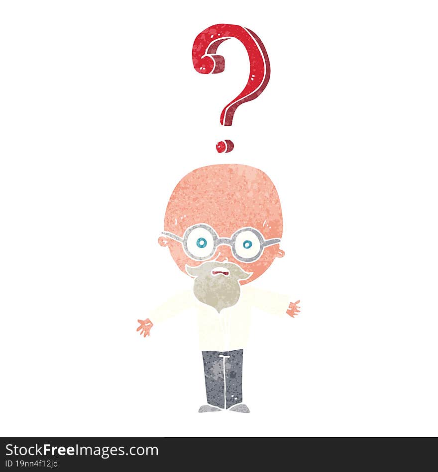 Cartoon Older Man With Question