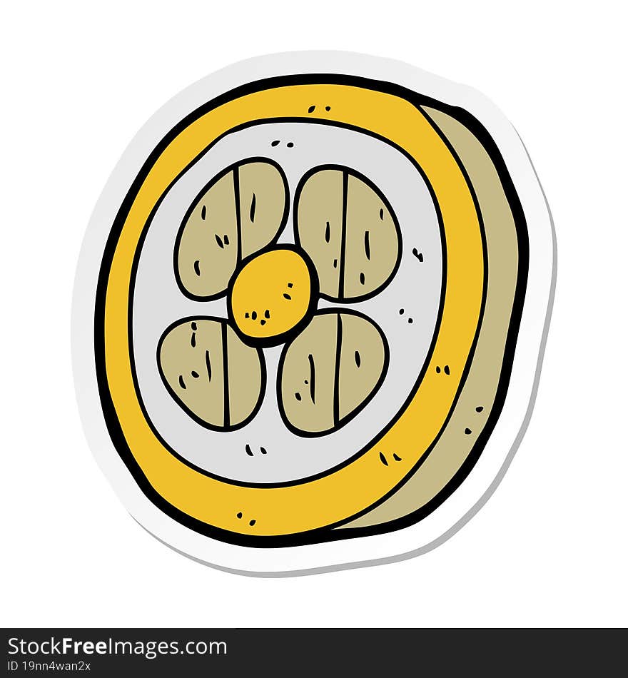 sticker of a cartoon medieval shield