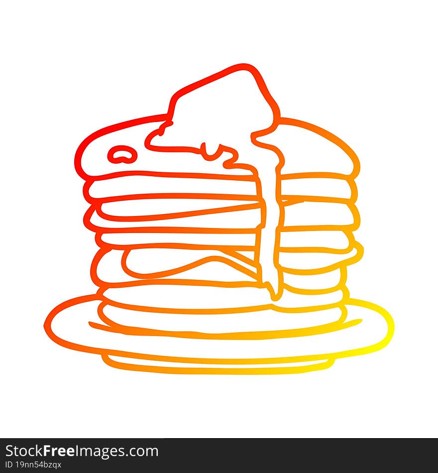 Warm Gradient Line Drawing Stack Of Pancakes