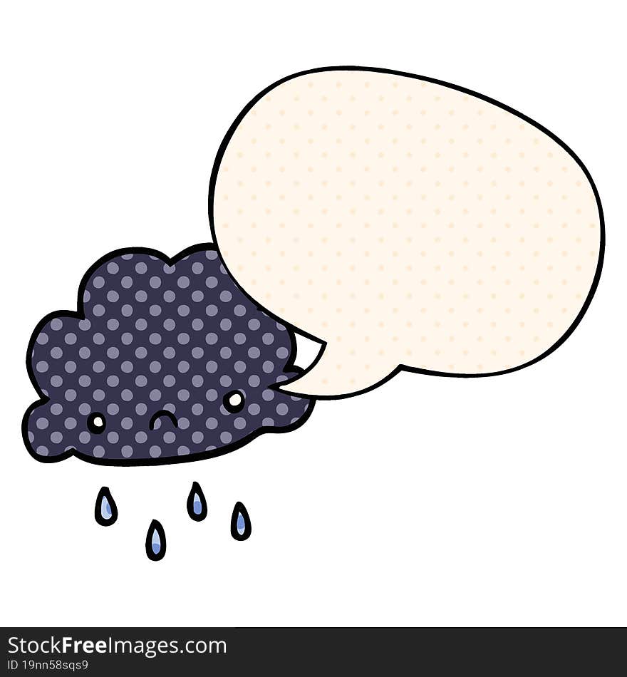 cartoon storm cloud and speech bubble in comic book style