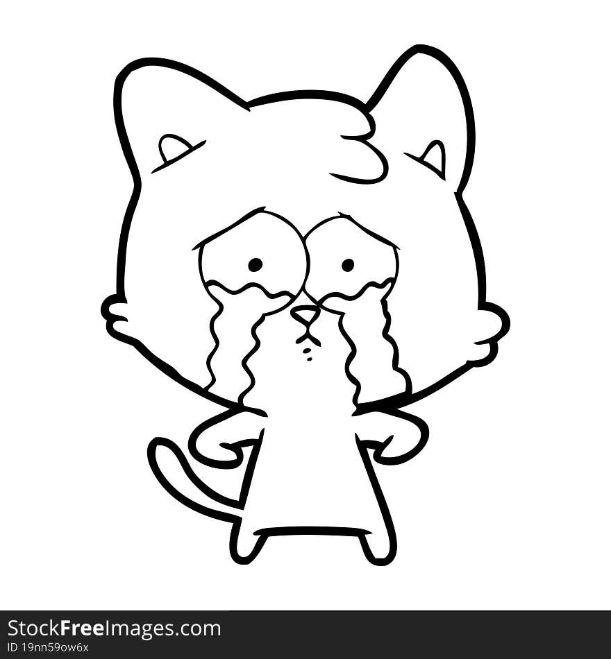 cartoon crying cat. cartoon crying cat