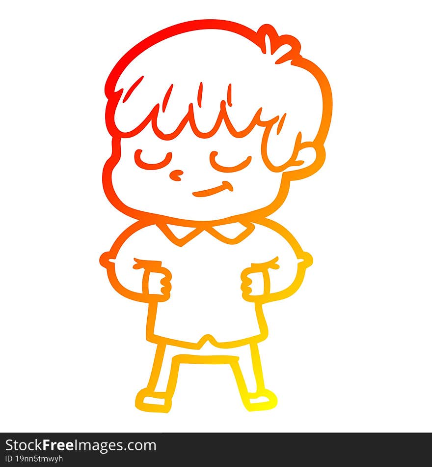 Warm Gradient Line Drawing Cartoon Happy Boy