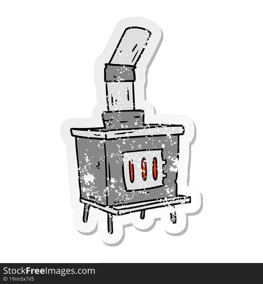 Distressed Sticker Cartoon Doodle Of A House Furnace