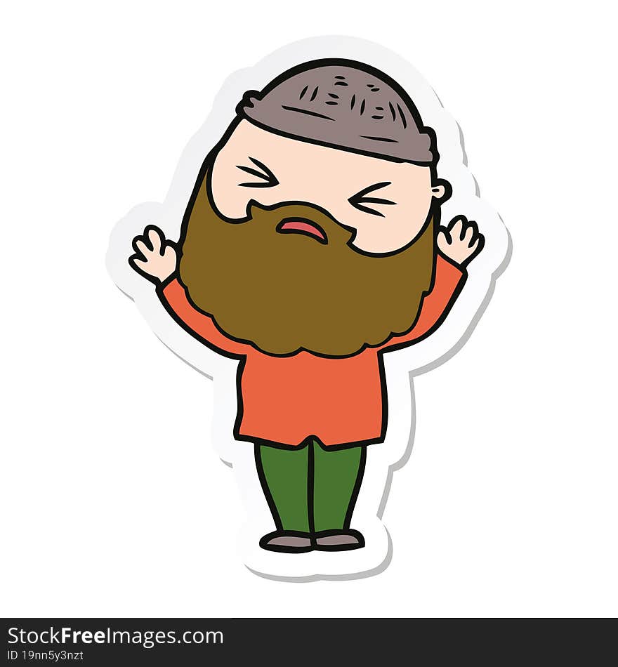 sticker of a cartoon man with beard