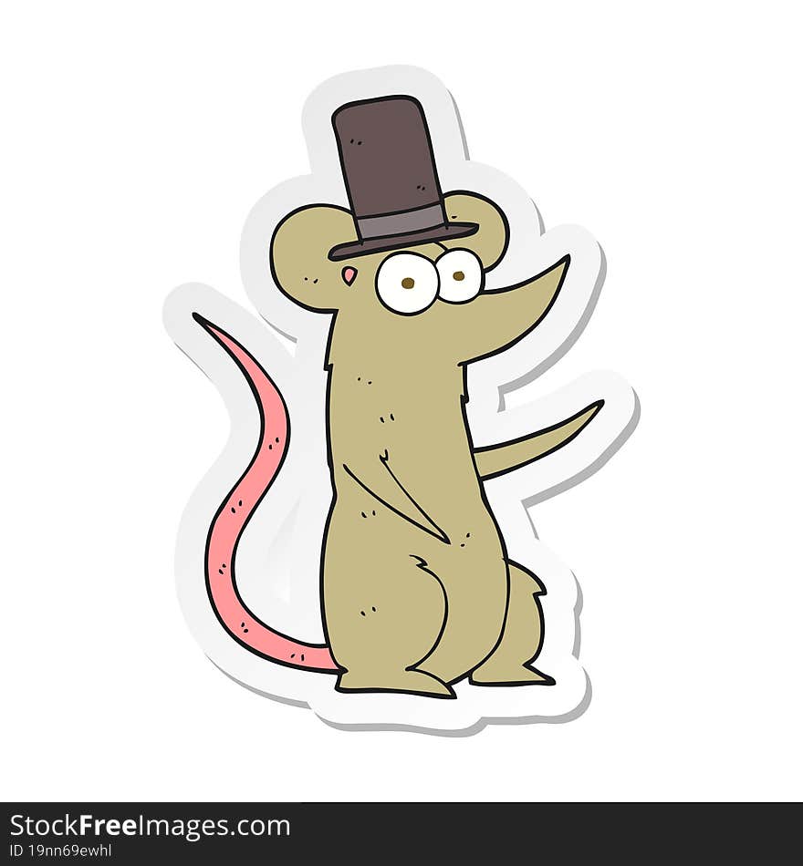 Sticker Of A Cartoon Mouse Wearing Top Hat