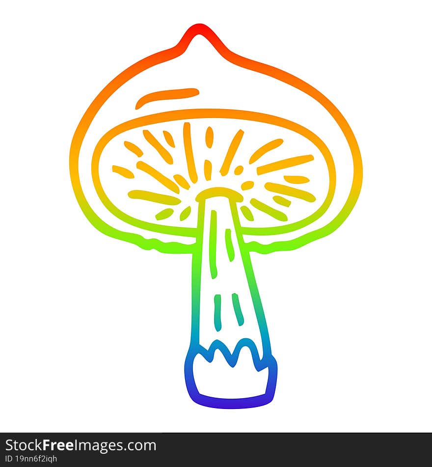 rainbow gradient line drawing cartoon mushroom