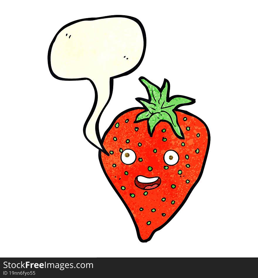 cartoon strawberry with thought bubble