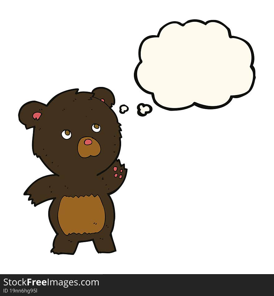 cartoon curious black bear with thought bubble